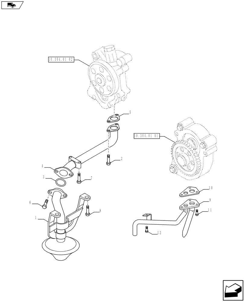 Схема запчастей Case F3DFA613A E002 - (10.304.05) - OIL PUMP PIPING (500398547) (10) - ENGINE