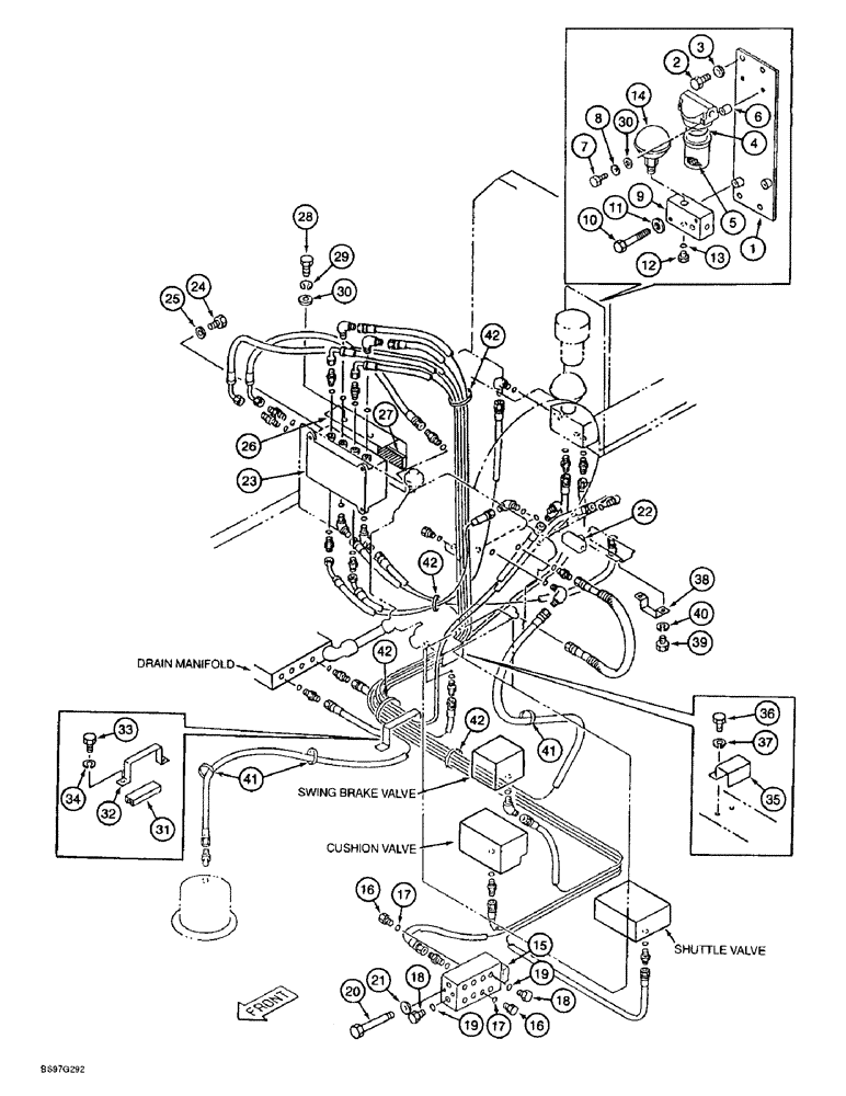 Схема запчастей Case 9040B - (8-046) - PILOT COMPONENT MOUNTING AND HOSE SUPPORTS (08) - HYDRAULICS