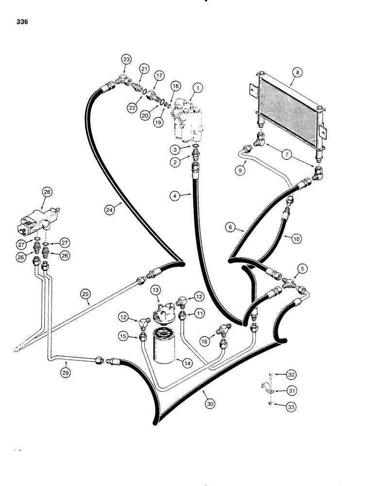 Схема запчастей Case SD100 - (336) - LINE LAYER EQUIPMENT AND OIL COOLER HYDRAULIC CIRCUIT (35) - HYDRAULIC SYSTEMS