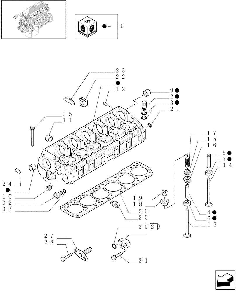 Схема запчастей Case F3AE0684G B001 - (0.06.0[01]) - CYLINDER HEAD & RELATED PARTS (500387339) 