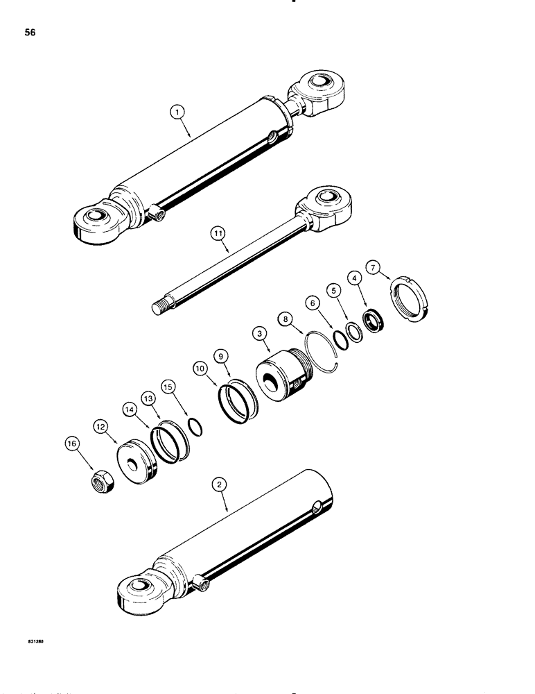 Схема запчастей Case P60 - (056) - H654202 STEERING CYLINDER (41) - STEERING