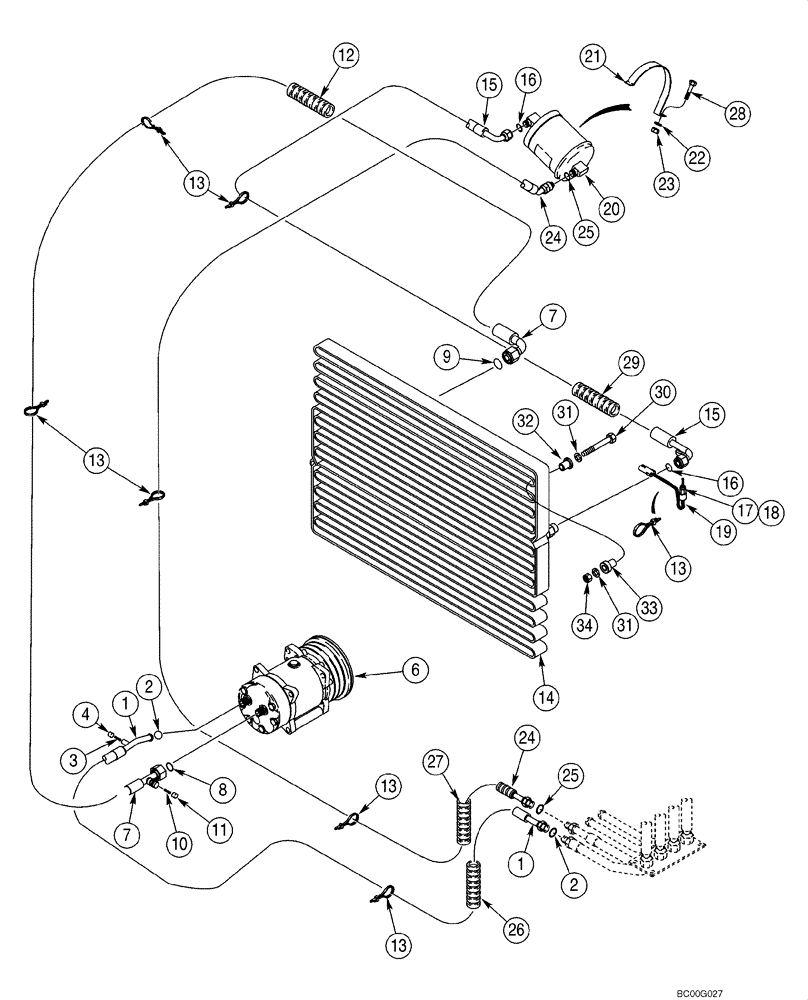 Схема запчастей Case 580SM - (09-67) - CAB - AIR CONDITIONING, CONDENSER, RECEIVER-DRIER (09) - CHASSIS/ATTACHMENTS