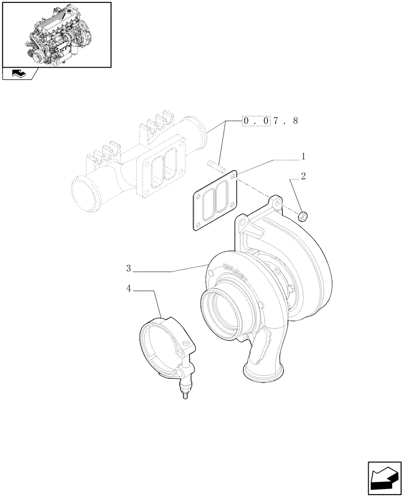 Схема запчастей Case F2CE9684C E015 - (0.24.0) - TURBOCHARGING & RELATED PARTS (504129763) 