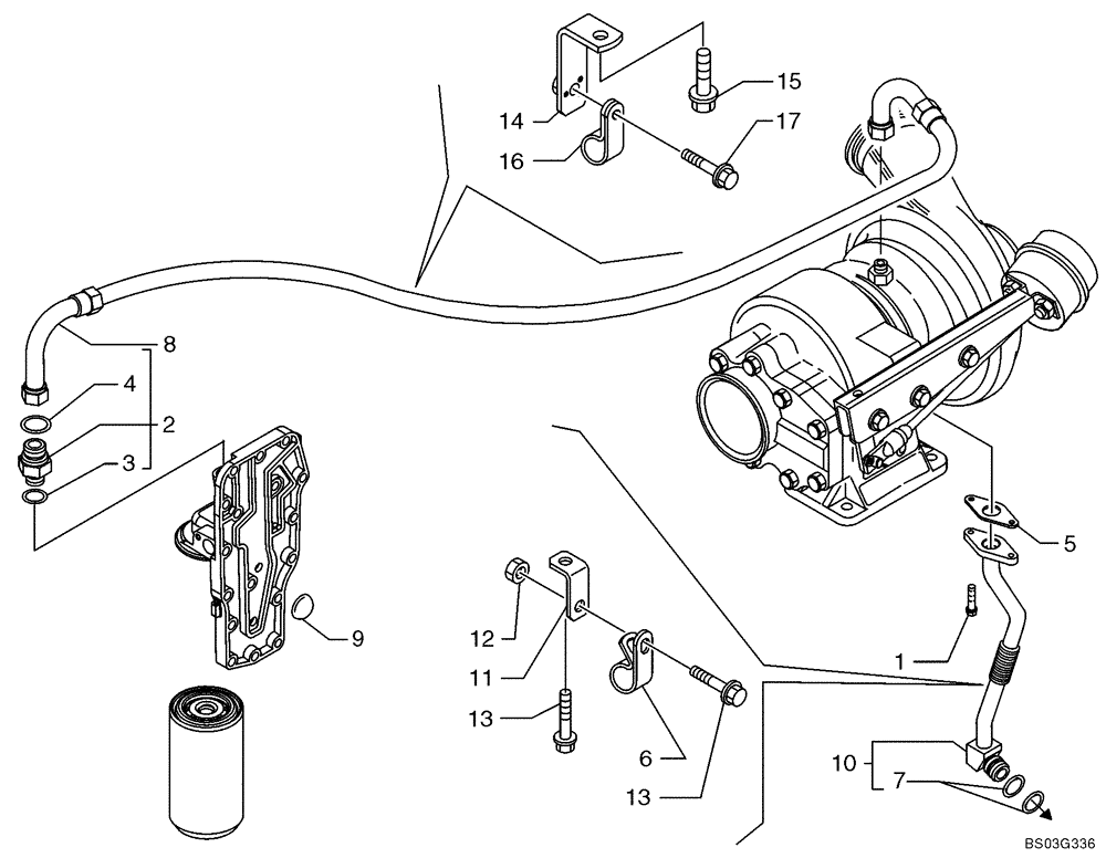 Схема запчастей Case 621D - (03-12) - FUEL INJECTION SYSTEM - TURBOCHARGER, PIPES AND CONNECTIONS (03) - FUEL SYSTEM