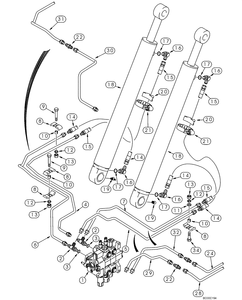 Схема запчастей Case 590SM - (08-04) - HYDRAULICS - CYLINDER, LOADER LIFT (08) - HYDRAULICS