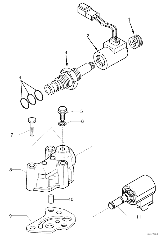 Схема запчастей Case 590SM - (06-30) - TRANSMISSION ASSY, 4WD (590SM/SM+) - VALVE, SOLENOID (06) - POWER TRAIN