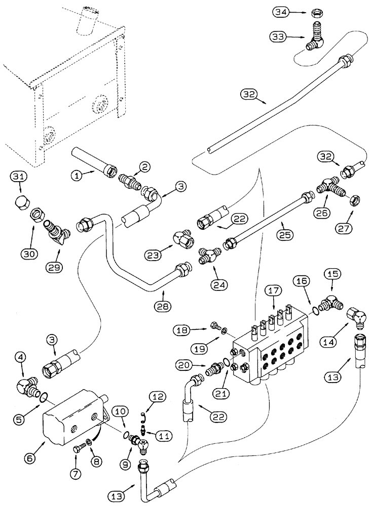 Схема запчастей Case 460 - (8-006) - BASIC HYDRAULIC CIRCUIT, ATTACHMENT CONTROL VALVE SUPPLY AND RETURN LINES (08) - HYDRAULICS