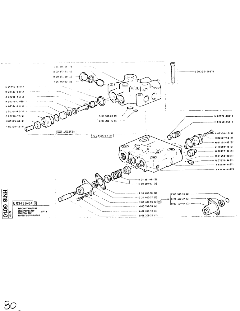 Схема запчастей Case SC150L - (080) - SELECTOR BLOCK 