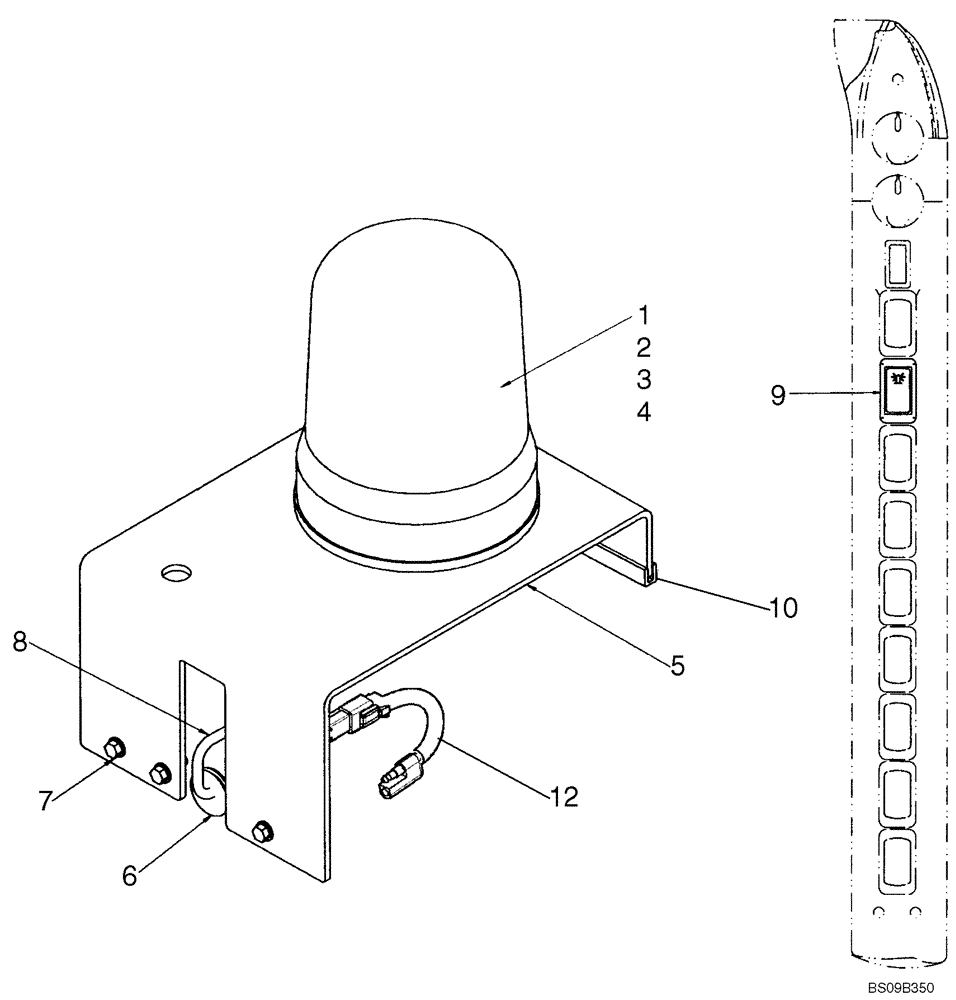 Схема запчастей Case 445 - (04-34) - ROTATING BEACON (04) - ELECTRICAL SYSTEMS