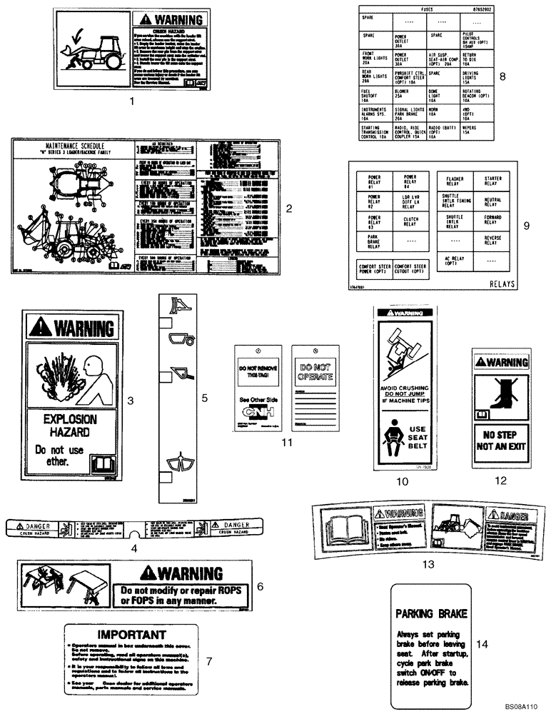 Схема запчастей Case 580M - (09-76) - DECALS - ENGLISH (09) - CHASSIS/ATTACHMENTS