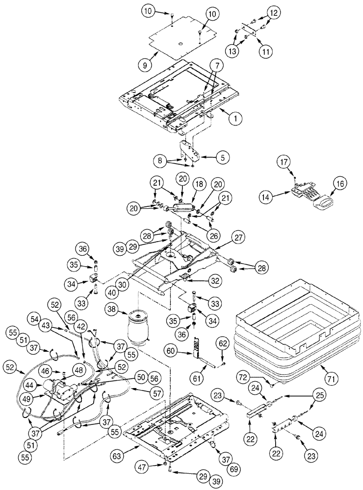 Схема запчастей Case 921C - (09-43) - SEAT ASSY, AIR SUSPENSION (09) - CHASSIS