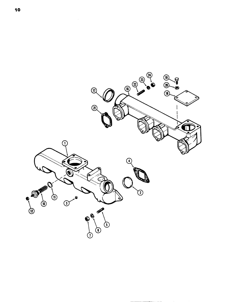 Схема запчастей Case W14 - (010) - MANIFOLDS, (336 BD) DIESEL ENGINE, INTAKE MANIFOLD, EXHAUST (02) - ENGINE