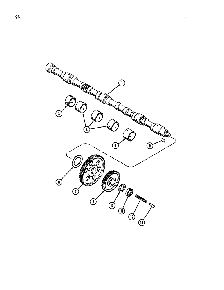 Схема запчастей Case W20 - (026) - CAMSHAFT, 401BD AND 401BDT DIESEL ENGINE (02) - ENGINE