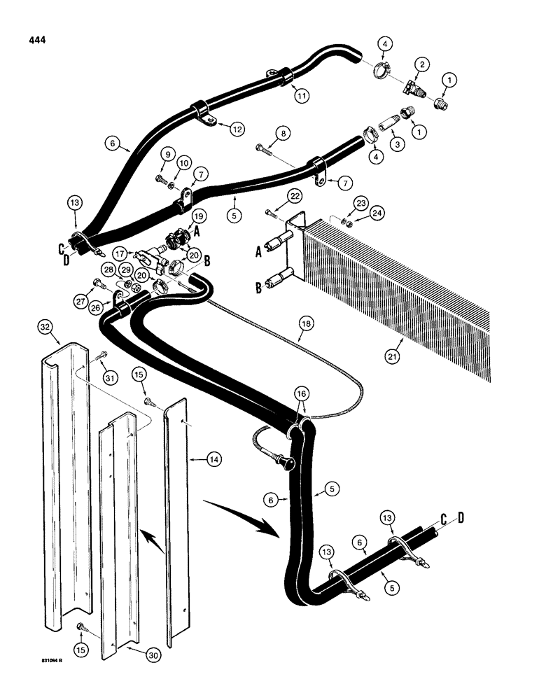 Схема запчастей Case 1150D - (444) - CAB HEATING SYSTEM (09) - CHASSIS/ATTACHMENTS