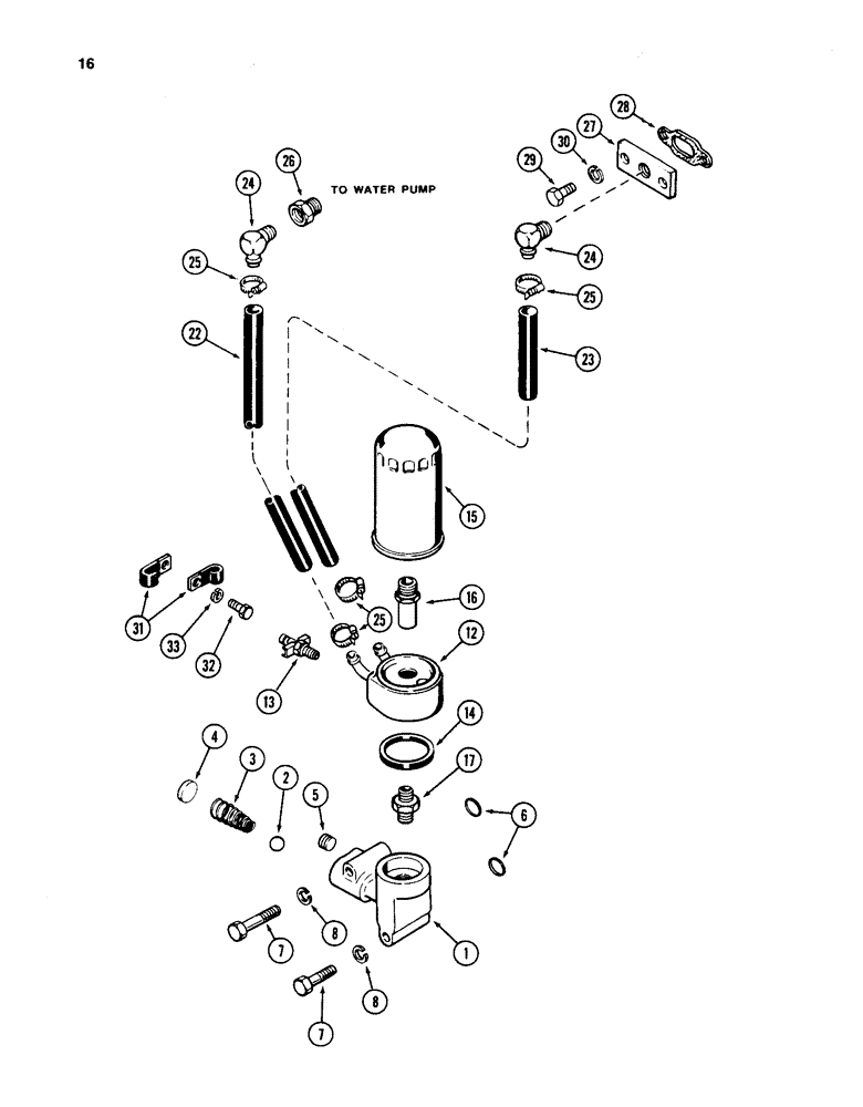 Схема запчастей Case W24C - (016) - OIL FILTER AND COOLER, 504BD AND 504BDT DIESEL ENGINES (02) - ENGINE