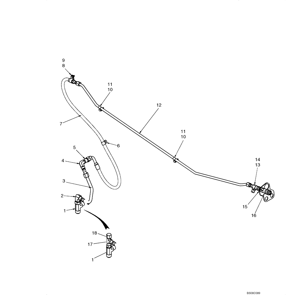 Схема запчастей Case 435 - (08-08) - HYDRAULICS - CASE DRAIN (08) - HYDRAULICS