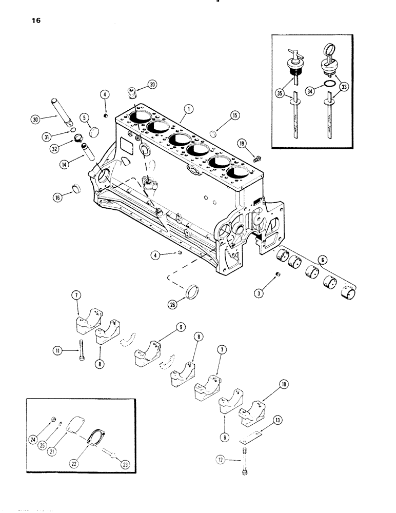 Схема запчастей Case 1150 - (016) - CYLINDER BLOCK ASSEMBLY, (401B) DIESEL ENGINE (01) - ENGINE