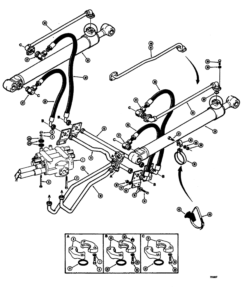 Схема запчастей Case W26B - (398) - LOADER BUCKET HYDRAULIC CIRCUIT (08) - HYDRAULICS