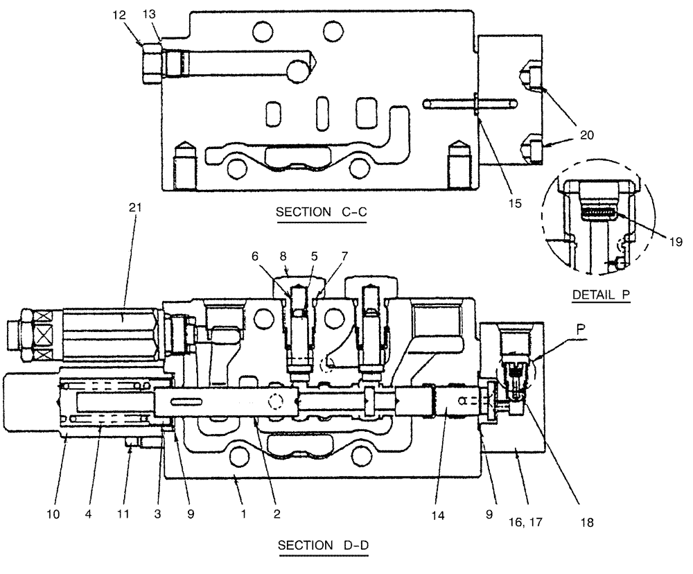 Схема запчастей Case CX36B - (07-004) - VALVE ASSY, CONTROL (SUPPLY & STRAIGHT TRAVEL) (35) - HYDRAULIC SYSTEMS