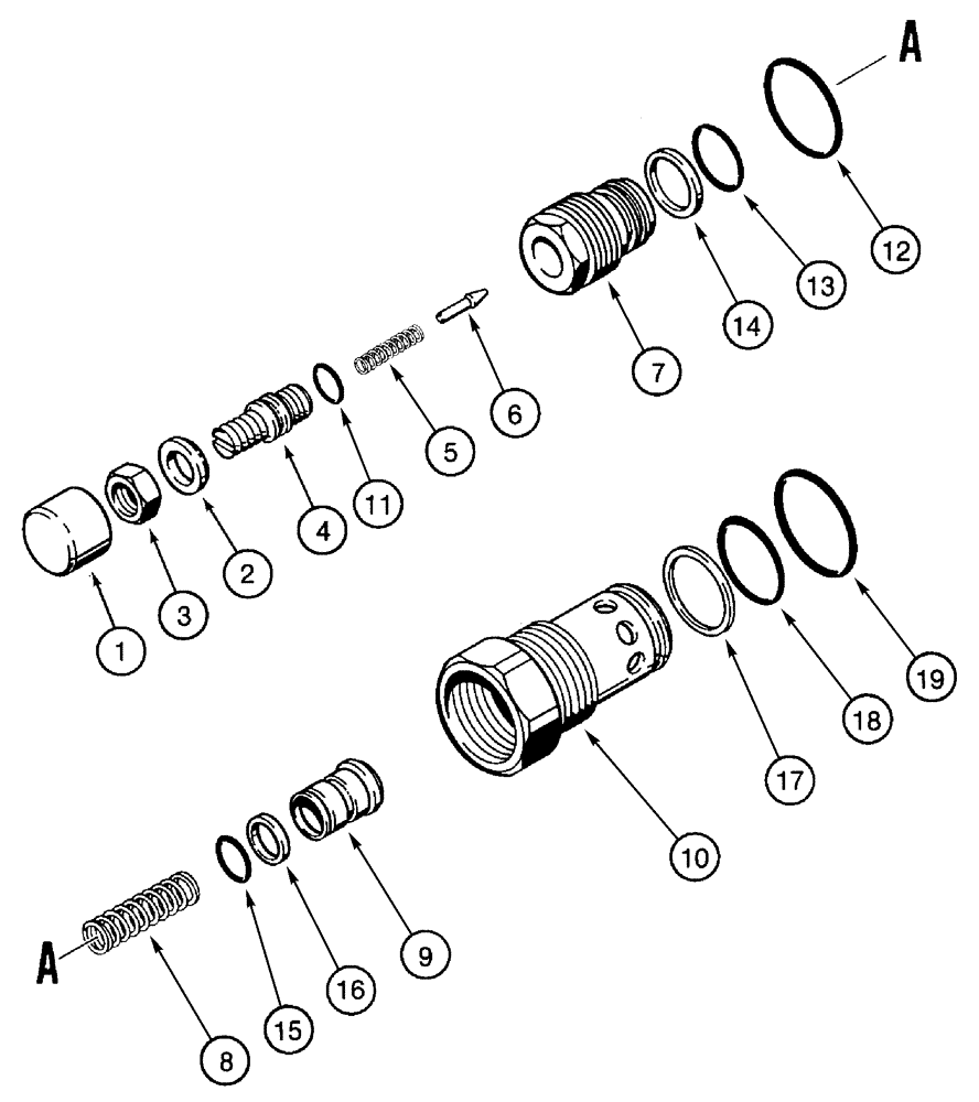 Схема запчастей Case 650H - (08-21) - VALVE ASSY, RELIEF (08) - HYDRAULICS