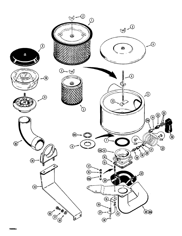 Схема запчастей Case W14FL - (058) - AIR CLEANER AND MOUNTING (02) - ENGINE