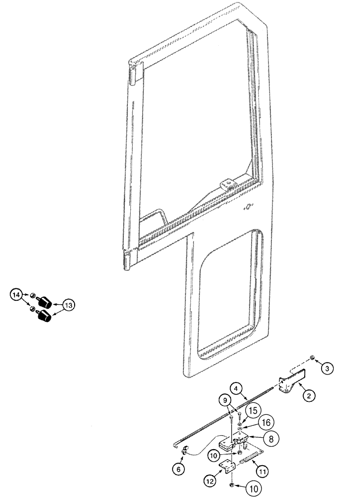 Схема запчастей Case 1150H - (09-26) - CAB - LATCH, DOOR (09) - CHASSIS