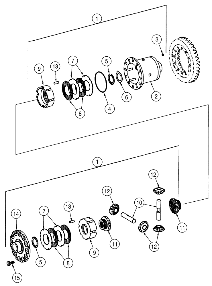 Схема запчастей Case 621E - (06-43) - AXLE, FRONT - DIFFERENTIAL - PRIOR TO P.I.N. N8F203848 (06) - POWER TRAIN