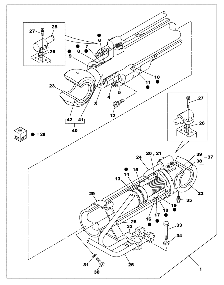 Схема запчастей Case CX160C - (35.964.20) - BOOM CYLINDER - RIGHT (35) - HYDRAULIC SYSTEMS