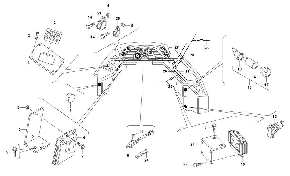 Схема запчастей Case 330B - (67A00001647[001]) - PARTS, INSTRUMENT PANEL (UNTIL P.I.N.HHD0330BN7PG56092) (87518800) (13) - Electrical System / Decals