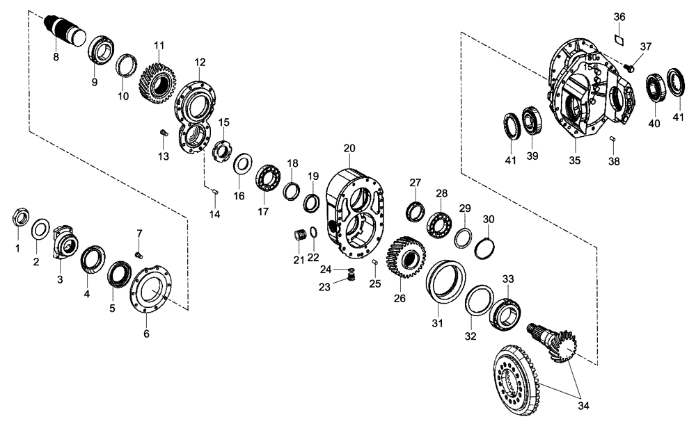 Схема запчастей Case 340B - (33A00000735[001]) - DIFFERENTIAL, REAR AXLE (87363348) (11) - AXLES/WHEELS