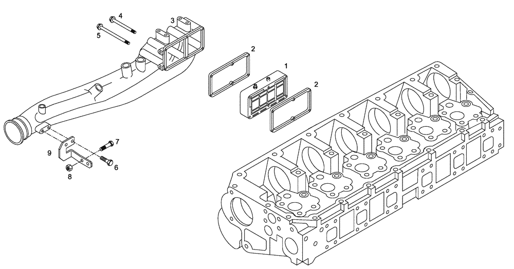 Схема запчастей Case 340B - (01A06030165[001]) - INTAKE HOUSING (87363405) (01) - ENGINE