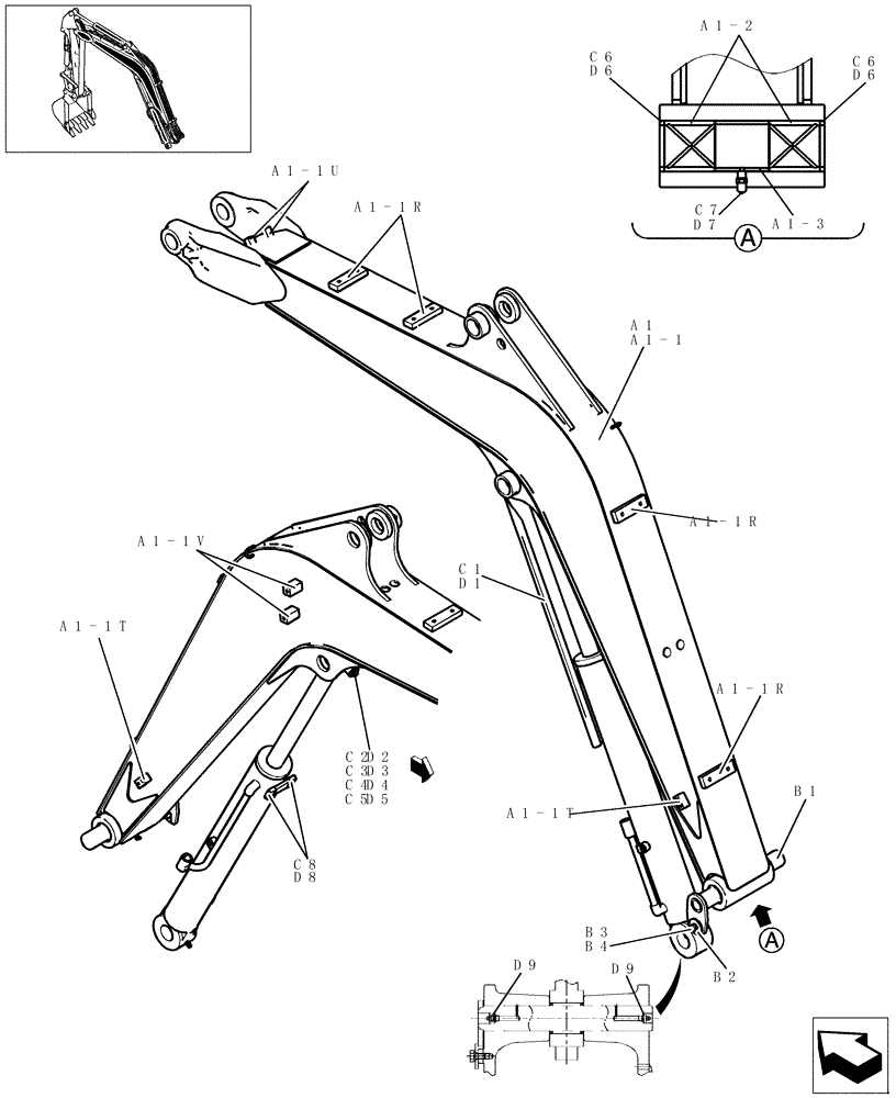 Схема запчастей Case CX31B - (450-01[1]) - MONOBLOC BOOM (2.3M) (84) - BOOMS, DIPPERS & BUCKETS