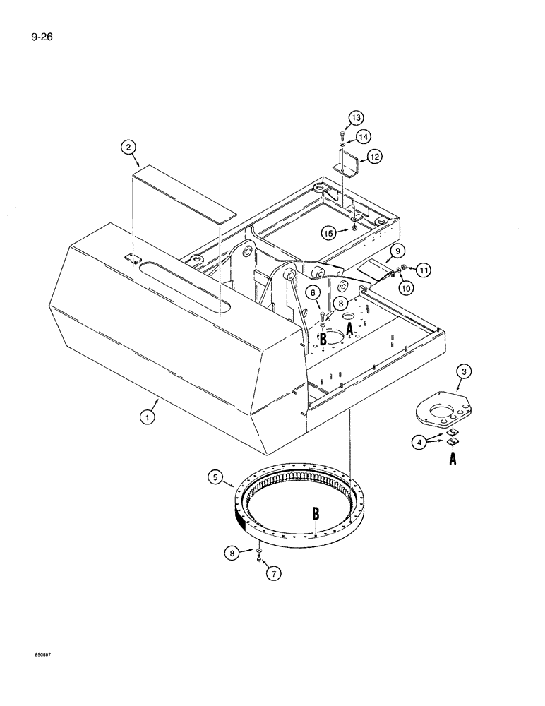 Схема запчастей Case 1086B - (9-026) - TURNTABLE AND BEARING (09) - CHASSIS