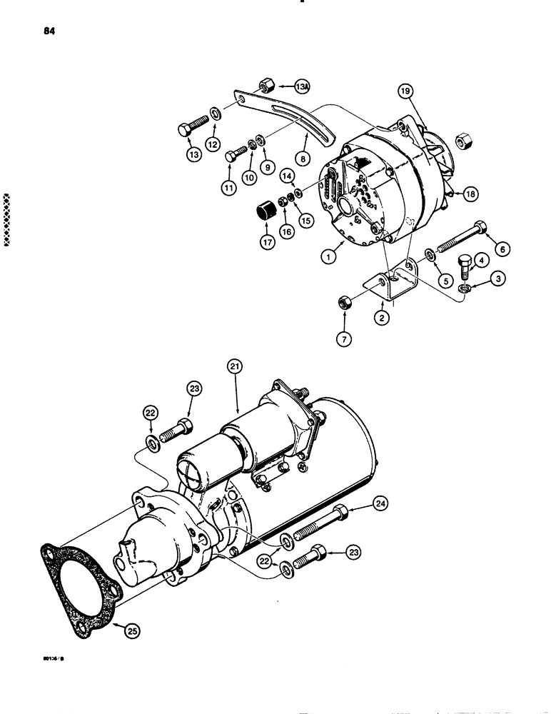 Схема запчастей Case 780B - (084) - STARTER AND ALTERNATOR MOUNTING (04) - ELECTRICAL SYSTEMS