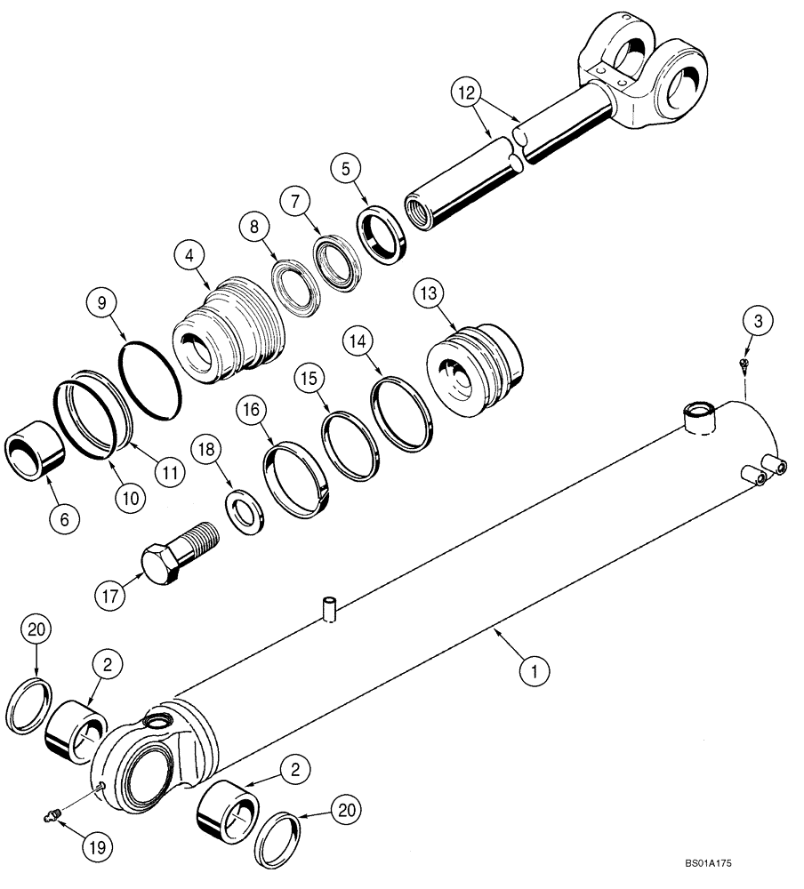 Схема запчастей Case 621D - (08-24) - CYLINDER ASSY - LOADER BUCKET (XT LOADER) - IF USED (08) - HYDRAULICS