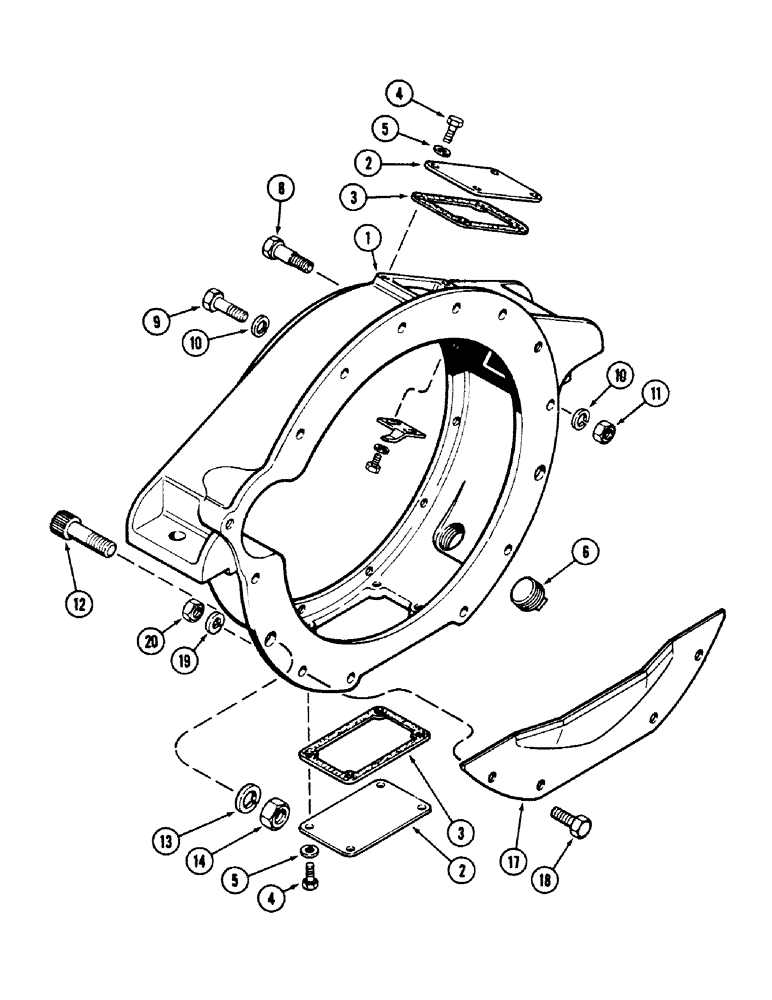 Схема запчастей Case 50 - (2-50) - FLYWHEEL HOUSING, 504BDT ENGINE (02) - ENGINE