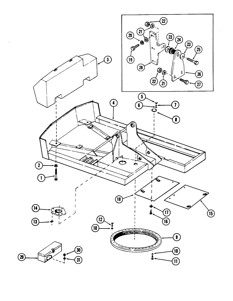 Схема запчастей Case 50 - (9-234) - TURNTABLE, COUNTERWEIGHT, BEARING AND ATTACHING (09) - CHASSIS