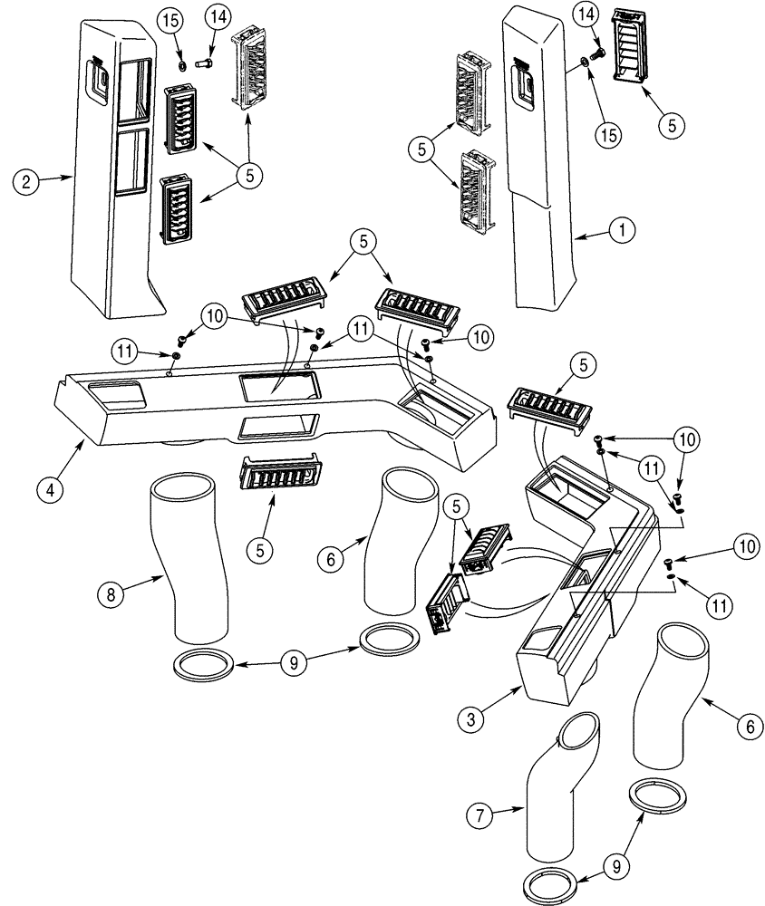 Схема запчастей Case 521D - (09-40) - CAB - PLENUMS, DUCTS AND LOUVERS (09) - CHASSIS