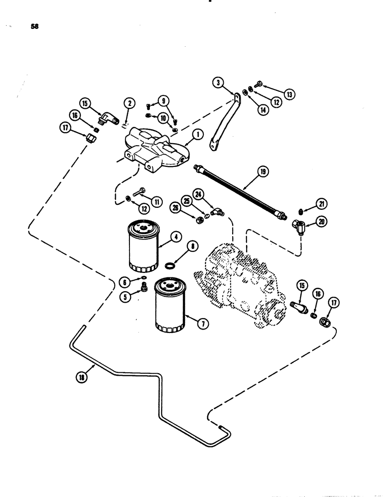 Схема запчастей Case 780B - (058) - FUEL FILTER SYSTEM, 336BDT DIESEL ENGINE (03) - FUEL SYSTEM