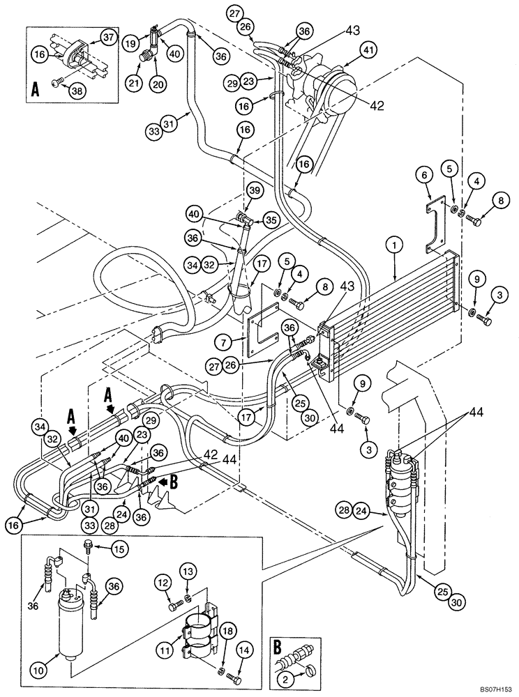 Схема запчастей Case 9030B - (9-080) - AIR CONDITIONING WITH HEATER AND HOSES (09) - CHASSIS