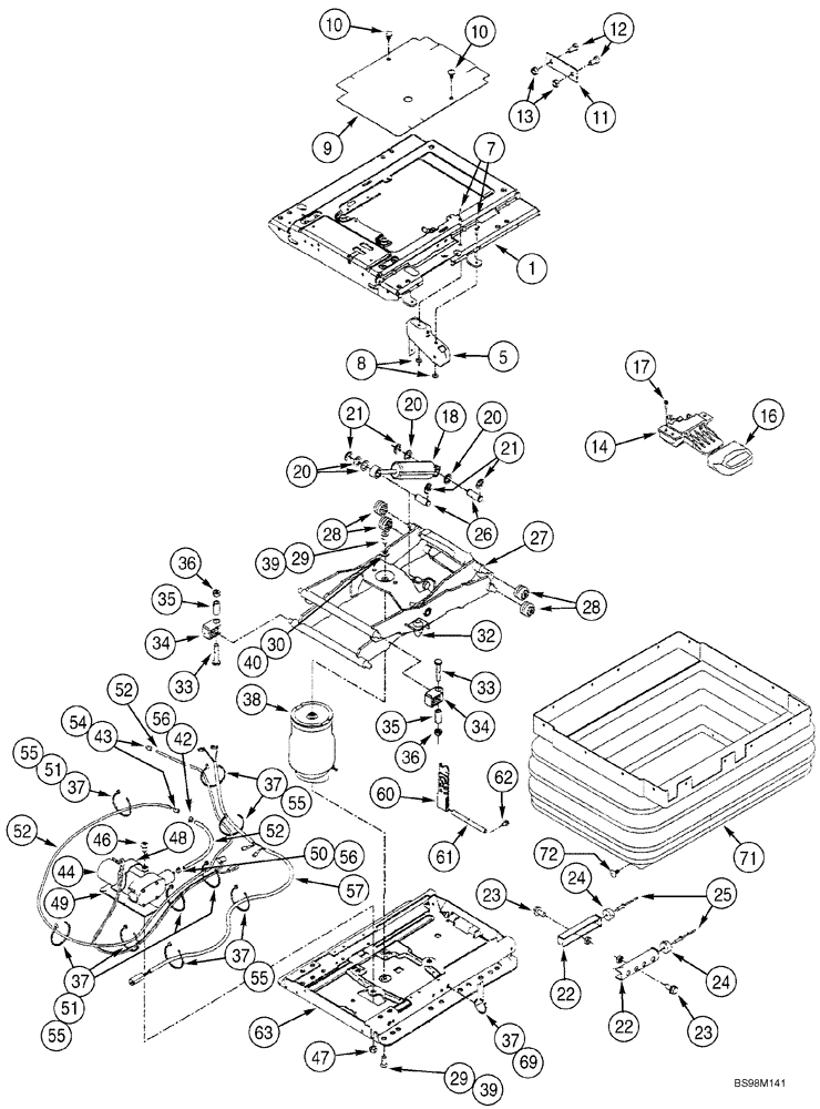 Схема запчастей Case 521D - (09-33) - SEAT ASSY, AIR SUSPENSION (09) - CHASSIS