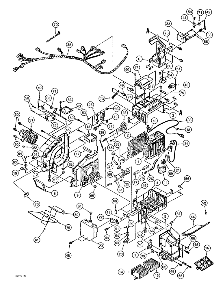 Схема запчастей Case 9020B - (9-053A) - AIR CONDITIONER ASSEMBLY AND MOUNTING (09) - CHASSIS