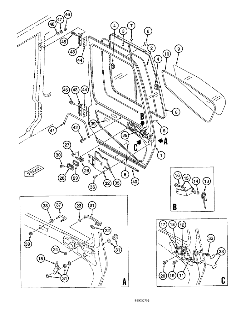 Схема запчастей Case 9060B - (9-054) - CAB DOOR (09) - CHASSIS