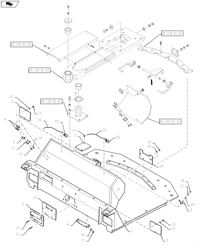 Схема запчастей Case DV207 - (90.150.02[01]) - PLATFORM (90) - PLATFORM, CAB, BODYWORK AND DECALS