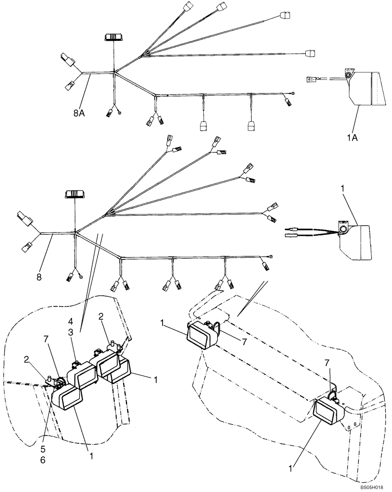 Схема запчастей Case 750K - (04-20) - LAMPS, ROPS CAB (04) - ELECTRICAL SYSTEMS