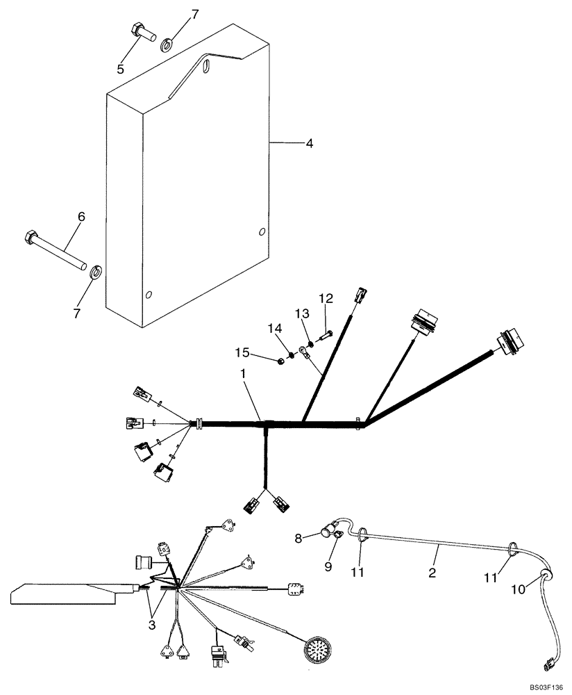 Схема запчастей Case 650K - (04-15) - HARNESS, CANOPY - HARNESS, MICROCONTROLLER (04) - ELECTRICAL SYSTEMS