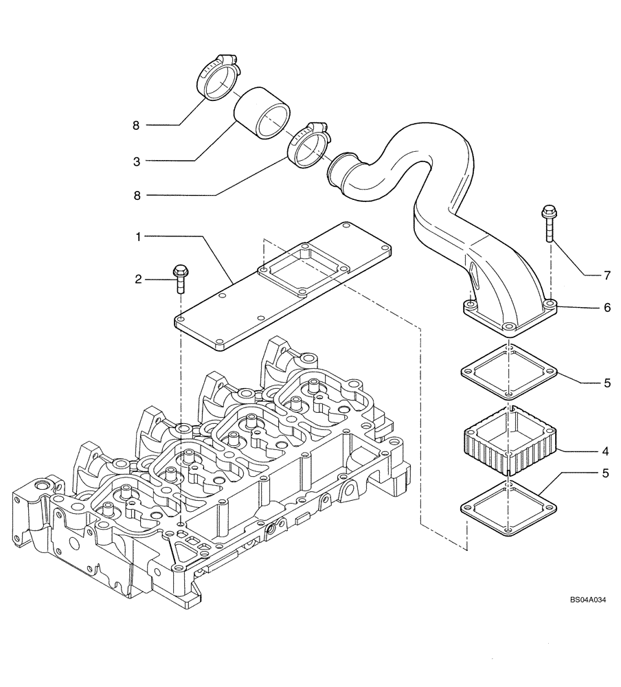 Схема запчастей Case 750K - (02-20) - MANIFOLD - INTAKE (02) - ENGINE