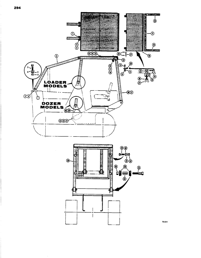 Схема запчастей Case 450 - (294) - ROLL OVER PROTECTION STRUCTURE (05) - UPPERSTRUCTURE CHASSIS