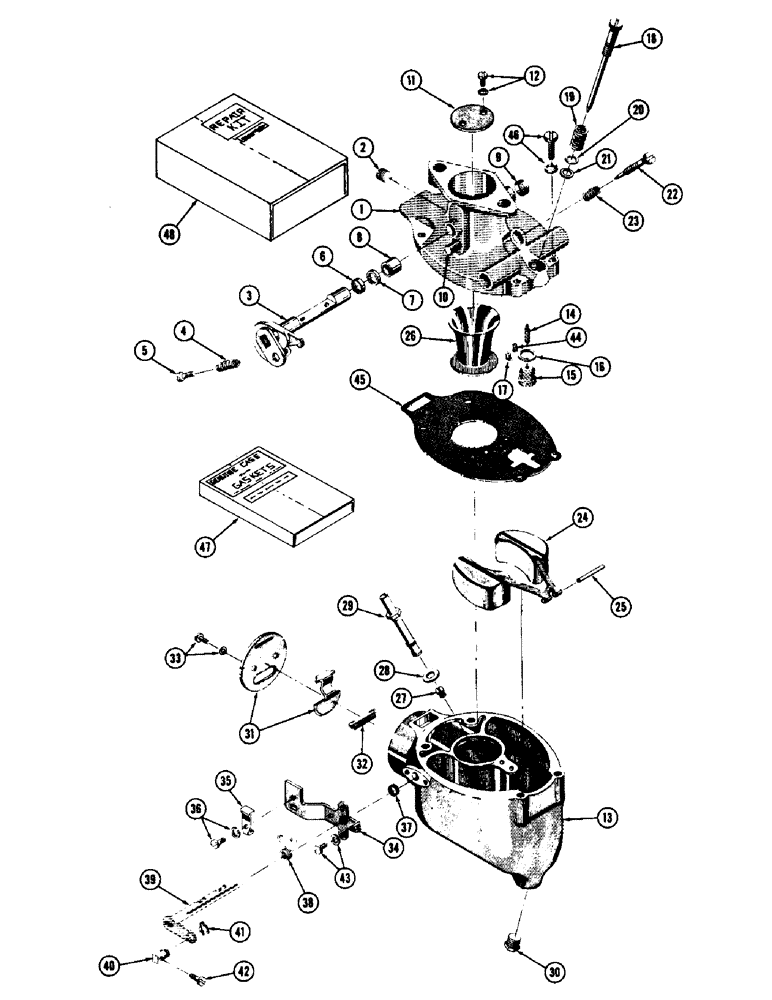 Схема запчастей Case 600 - (032) - 11481 CARBURETOR ASSEMBLY (MARVEL SCHEBLER #10-3976), (USED UP TO S/N 6-30-56) (02) - FUEL SYSTEM