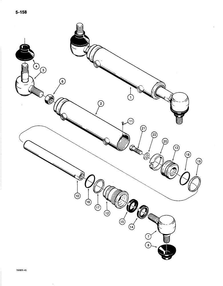 Схема запчастей Case 780C - (5-158) - G102602 STEERING CYLINDER (05) - STEERING